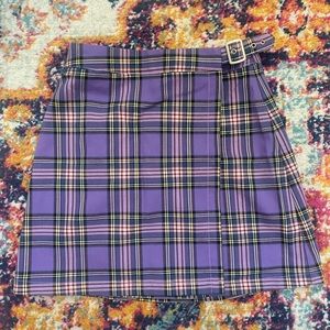 Brandy Melville purple plaid skirt with side buckle great condition